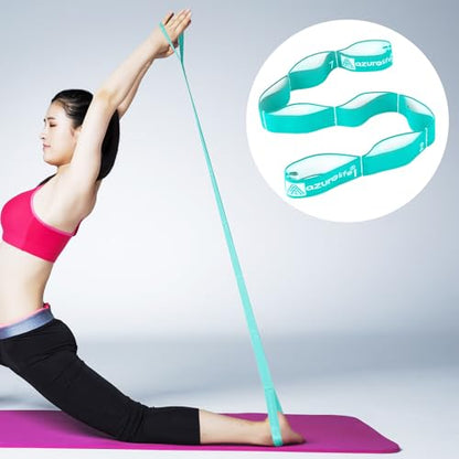 Elastic Yoga Stretching Strap, Multi-Loop Stretch Strap for Physical Therapy, Pilates, Yoga, Dance & Gymnastics Exercise and Flexible Pilates Stretch Band - color: Elastic-Green