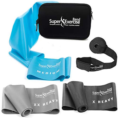 Resistance Bands for Working Out | 7Ft Long Resistance Bands |Super Exercise Bands with Carry Pouch and Door Anchor I Latex Free Workout Bands Including an Exclusive Workout App and E-Book