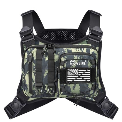 CVLIFE Outdoor Chest Bag for Men, Tactical Chest Pack, Adjustable Running Vest Bag, Lightweight Anti-theft EDC Rig for Hiking
