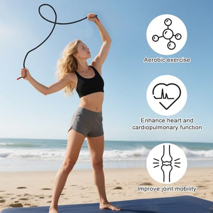 Flow Rope Exercise Jump Rope For Fitness, Working Out, Flow with 9 Ft Adjustable Double Woven Workout Rope For Men, Women, Beginners' Training – Indoor & Outdoor Cardio
