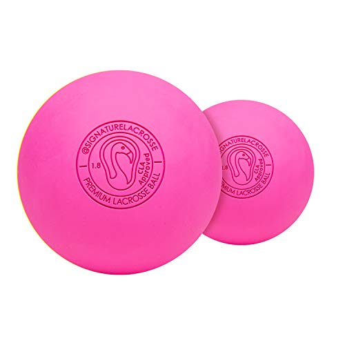 Signature Lacrosse Ball Set - Packs of 2, 4, 8, 12, and 120 - No Chemical Smell Massage Balls, Myofascial Release Tools, Back Roller, Muscle Knot Remover - color: Pink, size: 2 Balls