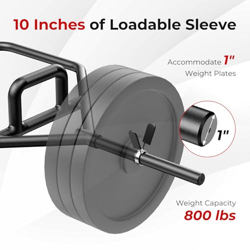 GYMAX Olympic Folding Trap Bar - 56" Chrome Hex Weight Lifting Bar for Squats, Deadlifts, Shrugs & Power Pulls - 800Lbs Capacity - color: Black, 1" Sleeve