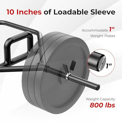 GYMAX Olympic Folding Trap Bar - 56" Chrome Hex Weight Lifting Bar for Squats, Deadlifts, Shrugs & Power Pulls - 800Lbs Capacity - color: Black, 1" Sleeve