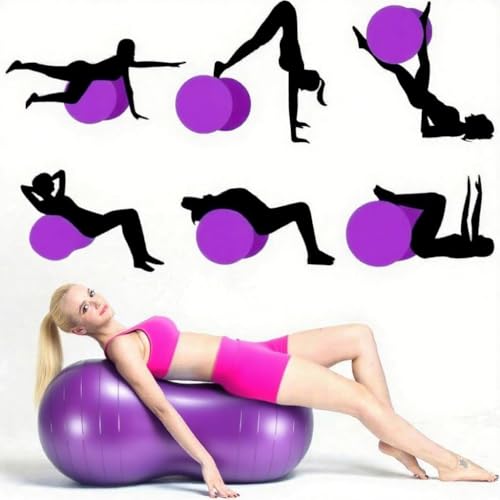 Peanut Yoga Ball, 90x45cm Anti Burst Exercise Ball, Heavy Duty Inflatable PVC Peanut Ball with Pump and Plug, kids/Adult Fitness, Pregnancy Support, Child Physical Therapy, Animal Balance Training - color: purple