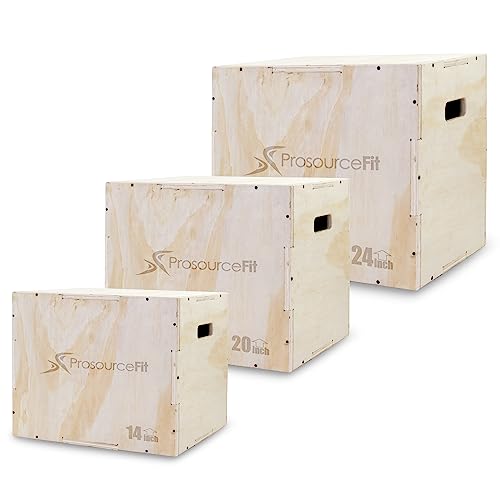 ProsourceFit 3-in-1 Wood Plyometric Jump Box For Cross Conditioning, Agility, Vertical Jump Training & Plyo Workouts - size: Beige 24 x 20 x 16, style: Smooth Sanded Finish