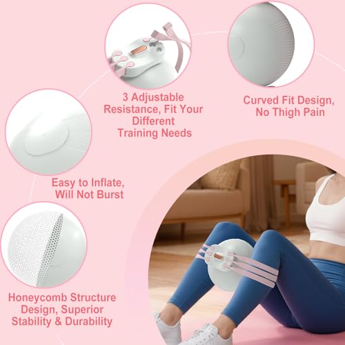 HOTSWEAT Thigh Exerciser, Inner Thigh Exerciser, Thigh Trainer Kegel Exerciser for Women with Adjustable Resistance, Thigh Toner Workout Equipment Pilates Ball for Home Gym