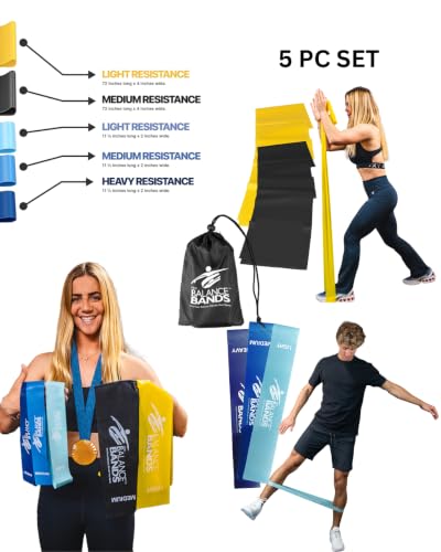 Resistance Bands – Exercise & Loop Stretch Bands for Working Out, Physical Therapy & Home Gym – 100% Natural Latex, Free Workout Videos Endorsed Co Owned By 2024 Gold Medalist