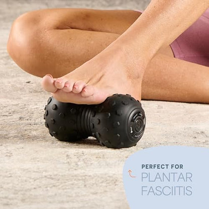 Lifepro 4-Speed Vibrating Massage Ball - Peanut Massager Combines a Lacrosse Ball with Vibrating Foam Roller | Vibration Roller for Recovery, Mobility & Deep Tissue Trigger Point Therapy (Black)