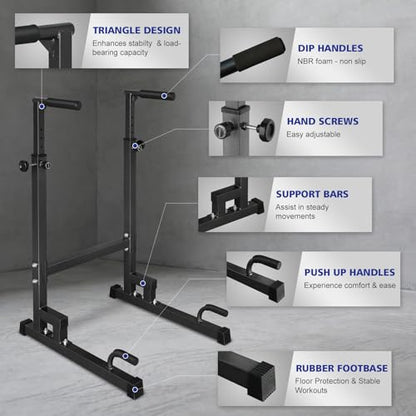 Adjustable Height Dip Bar Station, Multi-function Dip Station Pull Up Bar Full Body Strength Training Workout Fitness Equipment for Tricep Dips, Heavy Duty Dip Station for Home Gym - color: Dip Bar