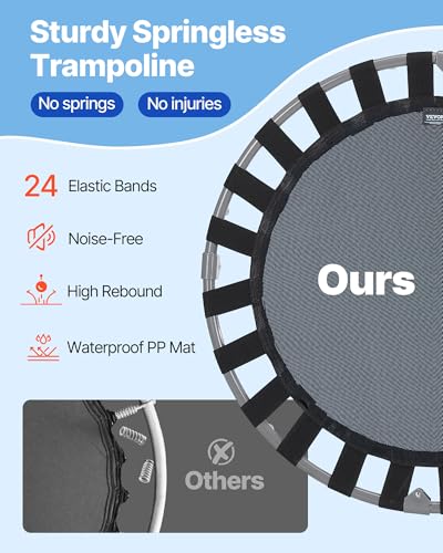 VEVOR 36" Kids Trampoline, 3FT Indoor Outdoor Trampoline, Foldable Mini Trampolines with Handle, Rebounder for Toddlers, Birthday Gift for 3+ Years Children, Boys Girls for Fun, Red