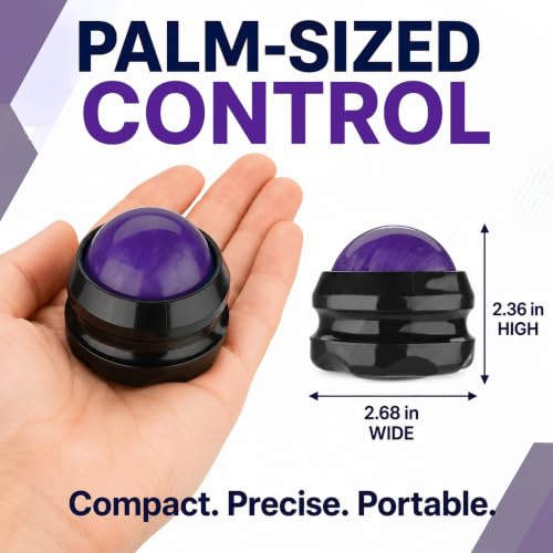 Manual Massage Ball Roller for Forearm & Muscle Pain Relief - Purple Handheld Self Massage Tool for Essential Oils & Lotion - color: Purple