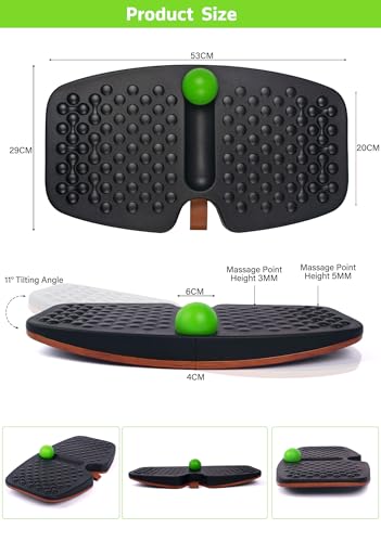 Balance Board for Standing Desk, Wooden Wobble Board with Slidable Ball for Office Work, Anti-Fatigue Foot Massage Board to Relieve Fatigue, Adult Use up to 300 lbs, Black