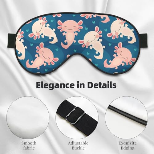 Axolotl Kawaii Sleep Mask Eye Mask with Adjustable Strap Eye Sleep Shade Cover Blocks Light for Women Men Airplane Travel Nap - color: Axolotl Kawaii