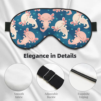 Axolotl Kawaii Sleep Mask Eye Mask with Adjustable Strap Eye Sleep Shade Cover Blocks Light for Women Men Airplane Travel Nap - color: Axolotl Kawaii