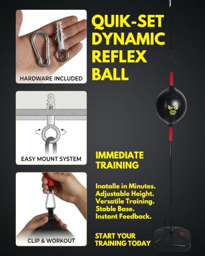 Double End Punching Bag, Speed Boxing Bag Ball with Water-Filled Base, No Wall Mount Required, Reflex Bag Boxing Equipment for Hand-Eye Coordination, for Adults & Kids