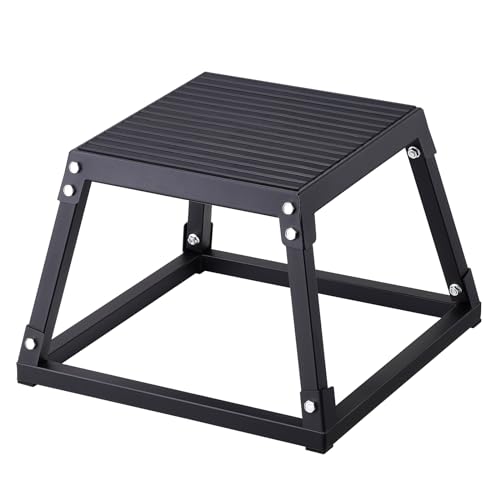 VEVOR Plyometric Jump Box, 18 Inch Plyo Box, Steel Plyometric Platform and Jumping Agility Box, Anti-Slip Fitness Exercise Step Up Box for Home Gym Training, Conditioning Strength Training - color: Black, size: 12"