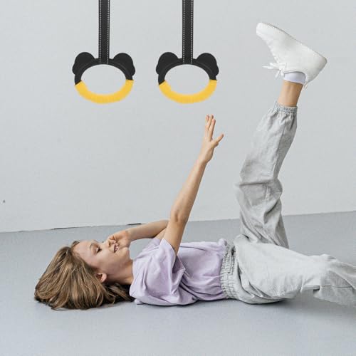 Gymnastic Rings with Buckle Straps, Plastic Indoor Exercise Rings Set with 1m Adjustable Rope for Pull-up Training and Home Fitness