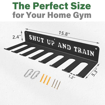 Home Gym Accessories Organization Storage Rack Equipment For Home 8 Hook Wall Hanger Display Gear Barbells Resistance Bands Jump Ropes Lifting Belt Hanger Accessories Hardware Included