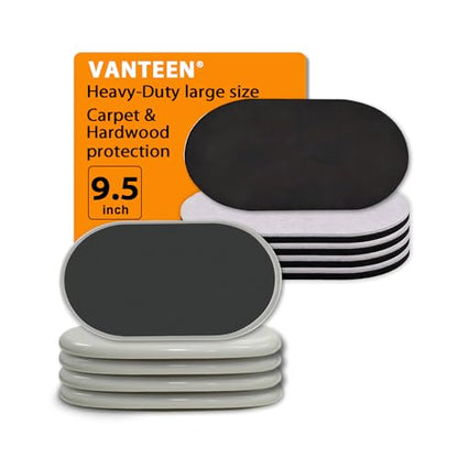 Extra Large Furniture Sliders for Carpet, 9.5 Inch Heavy Duty Reusable Moving Pads for Carpet and Hardwood Floors, Glides to Protect Surfaces and Easy Relocation