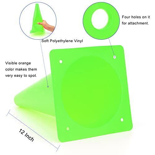 12 Inch Traffic Training Cones, Plastic Safety Parking Cones, 6 Colors - color: Green, Set of 12