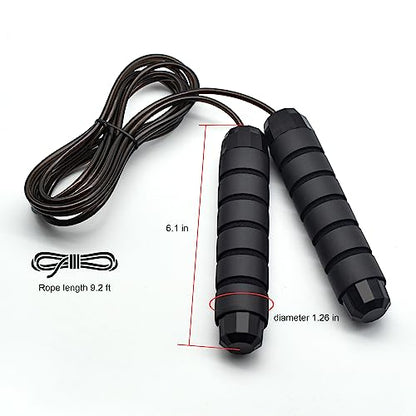 BOOMIBOO Jump Rope, Adjustable Jump Ropes,Skipping Rope Tangle-Free Rapid Speed with Ball Bearings for Women Men Kids,Exercise & Slim Body Jumprope at Home School Gym - color: Black