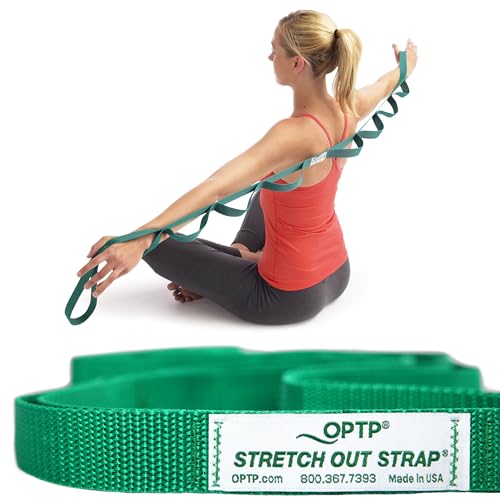 OPTP The Original Stretch Out Strap with Exercise Book, for Flexibility and Mobility Exercises. Stretch Out Straps for Physical Therapy, Yoga Stretching Strap and Knee Therapy Strap. Made in the USA