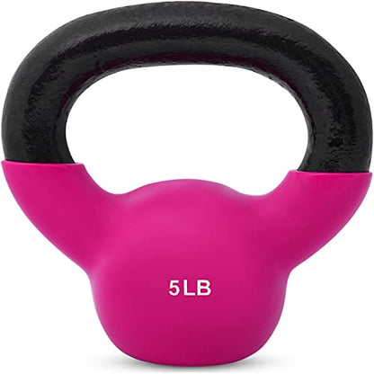 JFIT Kettlebell Weights Vinyl Coated Iron - style: 5lb (Hot Pink)