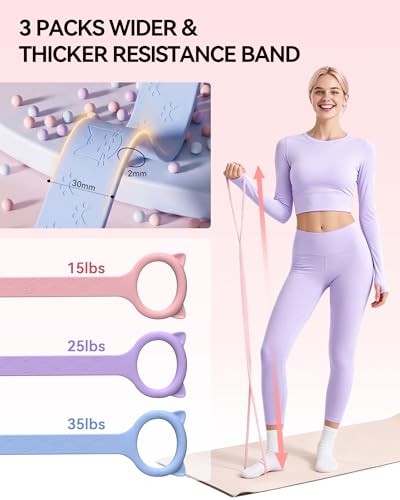 Figure 8 Resistance Bands with Handles, Upgraded Silicone 8-Shaped Exercise Band for Women,Stretch Bands Set for Exercise Arms Back Legs Pilates Yoga