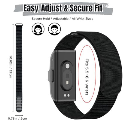 CAMTOVGCA Nylon Loop Compatible with Hume Band, Nylon Replacement Strap, Soft Adjustable Breathable Sport Wristband for Fitness Tracker - color: Black