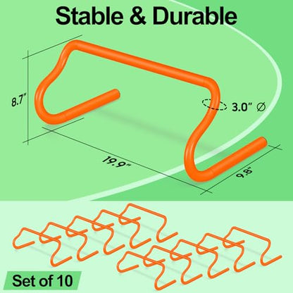 SMTPDT Agility Hurdles Training Equipment - 10 Speed Hurdles and 10 Soccer Cones with Carrying Bag for Soccer, Football, and Track Drills, Ideal for Athletes Speed and Agility Training