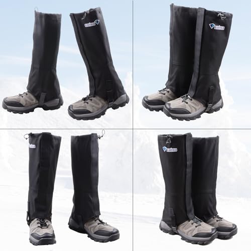 Hiking Gaiters for Outdoor Hunting Walking Backpacking Women Men Ankle Leg Guard Boot Legging Cover Snow Waterproof - color: #01 Black