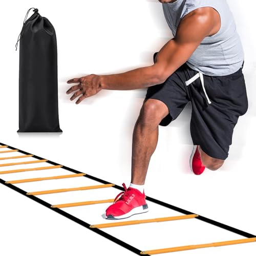Happy Jump Agility Ladder 12 Rung 20 FT Speed Training Ladder Drill Sports Workout Equipment for Football Soccer Footwork Exercise - color: Orange