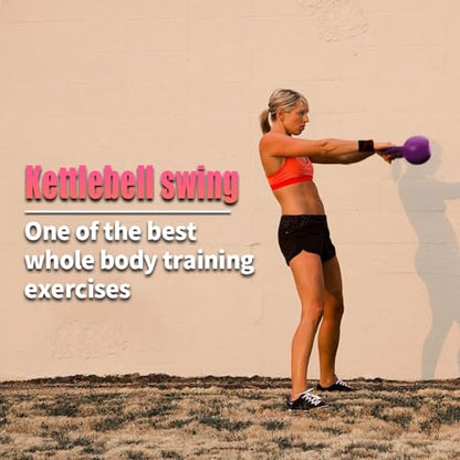 Vinyl Coated Kettlebell with Comfortable Flat Bottom Non-Slip Grip, Strength Training Kettlebells for Women & Men, Kettle Ball for Full Body Workout & Exercise Fitness