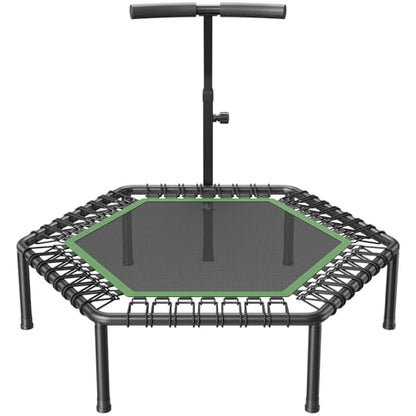 VEVOR 54.5 Inch Mini Trampoline, 450 lbs Max Load Fitness Rebounder, Stable & Quiet Small Trampoline with 3 Levels Height Adjustable & Foam Handle, Exercise Rebounder for Adults Indoor/Garden Workout