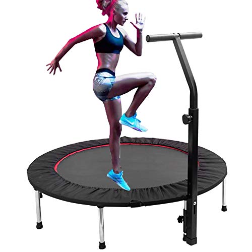 TXTC Fitness Trampoline,Waist Drum Spring,Foldable and Easy to Carry,Built-in Metal Sheet,75-120CM 5-Speed Armrest,Fitness Bag, Small Trampoline for Adults and Kids Workout and Exercise - color: With Armrests, size: 40inch