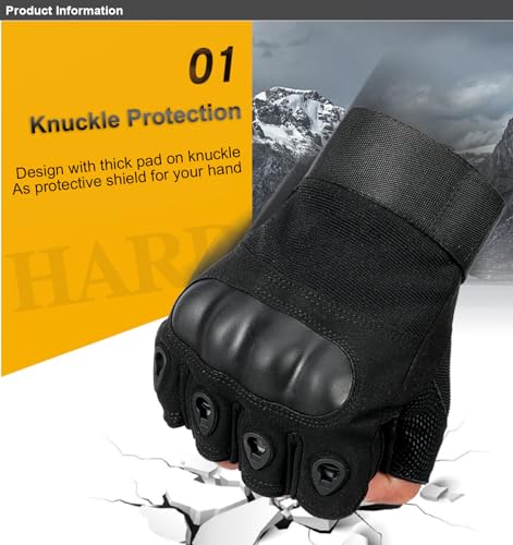 Outdoor Men's Knuckle Protection Workout Training Fingerless Gloves