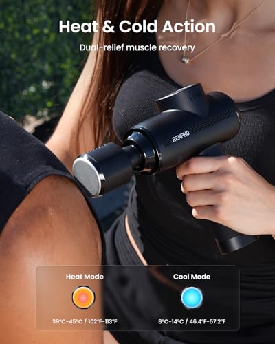RENPHO Active Thermacool 2 Massage Gun with Heat and Cold, Fathers Day Dad Gifts [2026 Upgraded] Handheld Percussion Deep Tissue Neck Back Muscle Massager, FSA Approved Gift for Men Women Athletes HSA - color: Classic Black