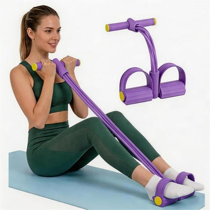 Pedal Resistance Bands with Handles, Upgrade 6-Tubes Manual Tension Training Pedal, Natural Rubber Foot Pedal Resistance Bands, Multifunction Fitness Bands for Abdomen, Waist, Arm, Leg - color: Purple
