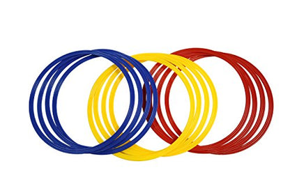 Speed & Agility Training Rings - Set of 12 - with Carrycase - by Trademark Innovations - color: Red/Yellow/Blue, size: 16"