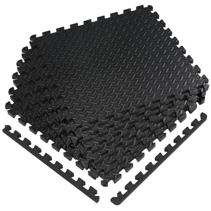 24 Sq Ft (6 Tiles) Interlocking Exercise Mats, EVA Foam Gym Floor Tiles for Home Gym, Yoga, Kids Playroom, Non-Slip Protective Flooring - size: 24 Sq Ft (6 Tiles)