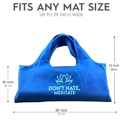 Yoga Bag, Exercise, Tote, Large Carrier, Shoulder Strap, Inner Pocket, Fits Most Mats, Recycled Cotton Canvas