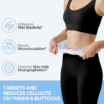 Cellulite Massage Tool, Anti-Cellulite Roller- Lymphatic Drainage Massager - Muscle Roller, Deep Fascia Massage, Dimpled Skin Removal, Legs/Thighs/Buttocks, Smooth Skin (14 Wheel - Blue) - color: 14 Wheel -White Blue