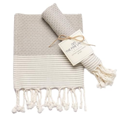 TFLC Turkish Cotton Kitchen & Bath Towels, Set of 2, 40x18”, Gray - color: Gray, size: 40x18" - Set of 2