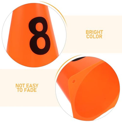 VICASKY 10pcs Soccer Mini Cones Numbered Agility Training Markers, 23cm Plastic Sports Spot Markers for Football and Basketball Practice, Field Drills Equipment for Youth and Adult
