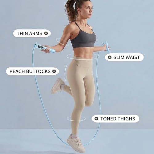 Jump Rope with Counter for Fitness, Tangle-Free Adjustable Skipping Rope with Mechanical Counter and Anti-Slip Grips, Speed Workout Gear for Men, Women, Kids & Weight Loss Exercises