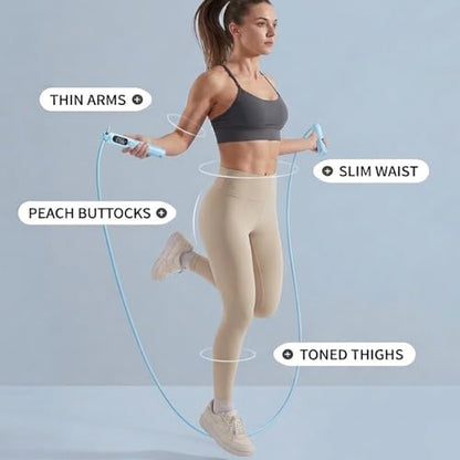 Jump Rope with Counter for Fitness, Tangle-Free Adjustable Skipping Rope with Mechanical Counter and Anti-Slip Grips, Speed Workout Gear for Men, Women, Kids & Weight Loss Exercises
