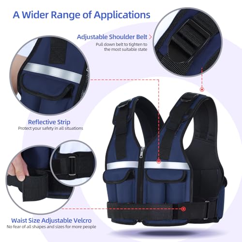 Sportneer Adjustable Weighted Vest Weights: 2-18 lbs/2-42 lbs Washable Weight Vest for Walking 16 In 1 Fast Adjust Rucking Vest for Women and Men Home Gym Running Jogging Strength Training Vests