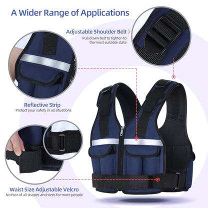 Sportneer Adjustable Weighted Vest Weights: 2-18 lbs/2-42 lbs Washable Weight Vest for Walking 16 In 1 Fast Adjust Rucking Vest for Women and Men Home Gym Running Jogging Strength Training Vests