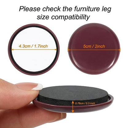 Shintop 12pcs 2 in Furniture Sliders for Carpet and Hardwood Floors - size: 12pcs 2" Brown