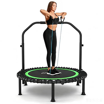 ANCHEER Fitness Trampoline,40"/48" Bungee Rebounder with Adjustable Handle - color: Green